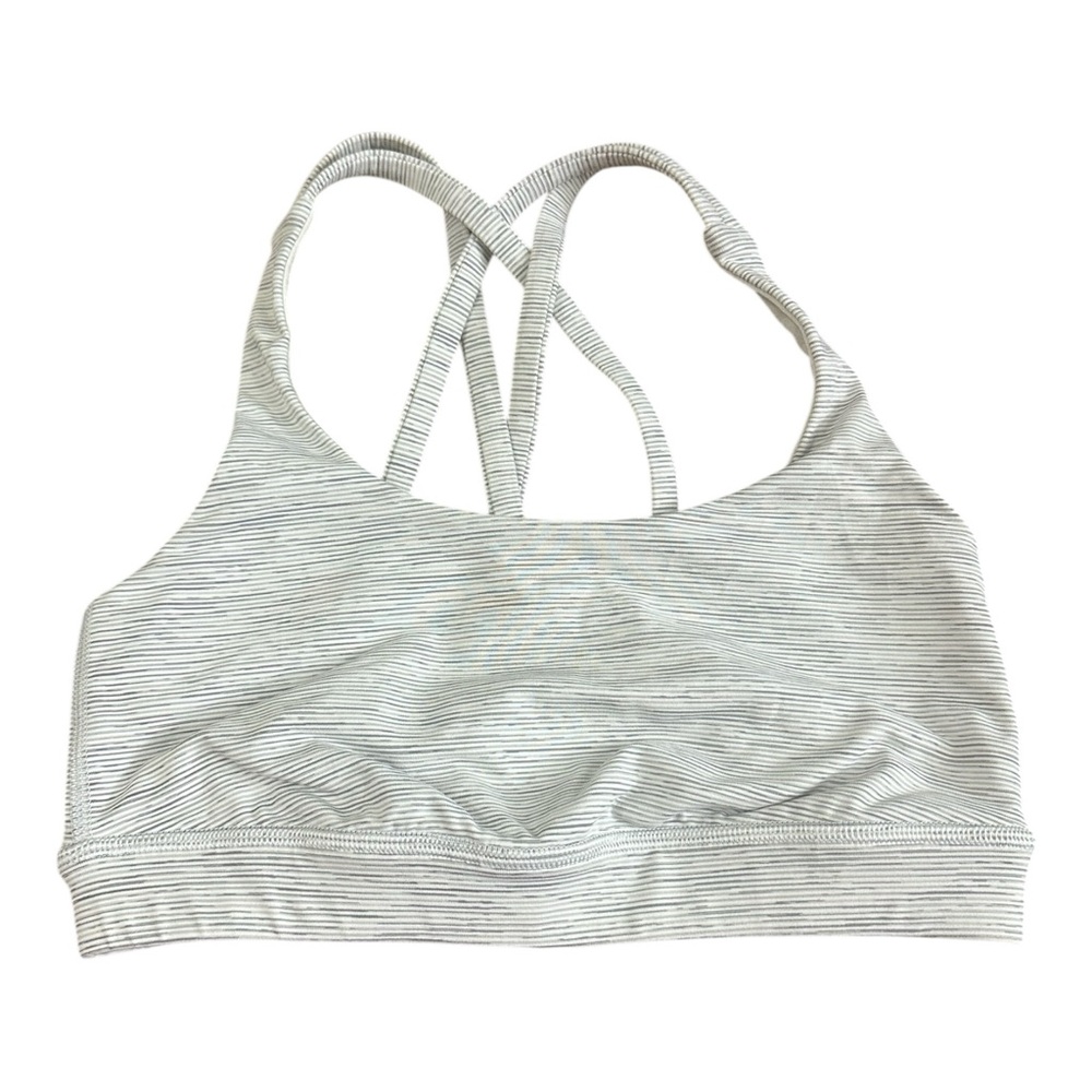 Lululemon Strappy Back Light Support Sports Bra. Gray and white, size 2